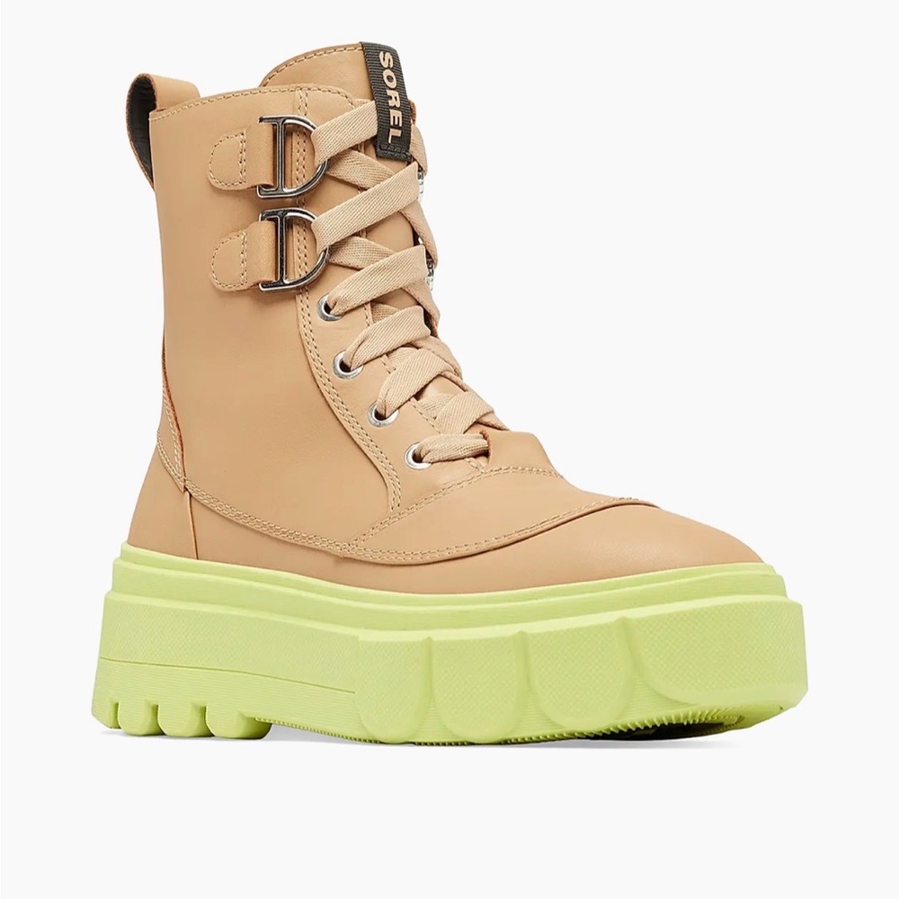 Sorel Women's Beige and Lime Lace Up Boots